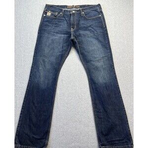 Cinch Men Ian Jeans 38x36 (38x34) Blue Dark Wash Slim Fit Bootcut Western Cowboy